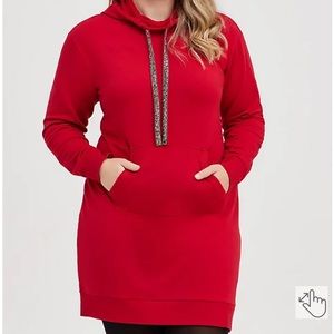 ❤️NWT Torrid Red Ultra Soft Fleece Hoodie Dress 1X❤️